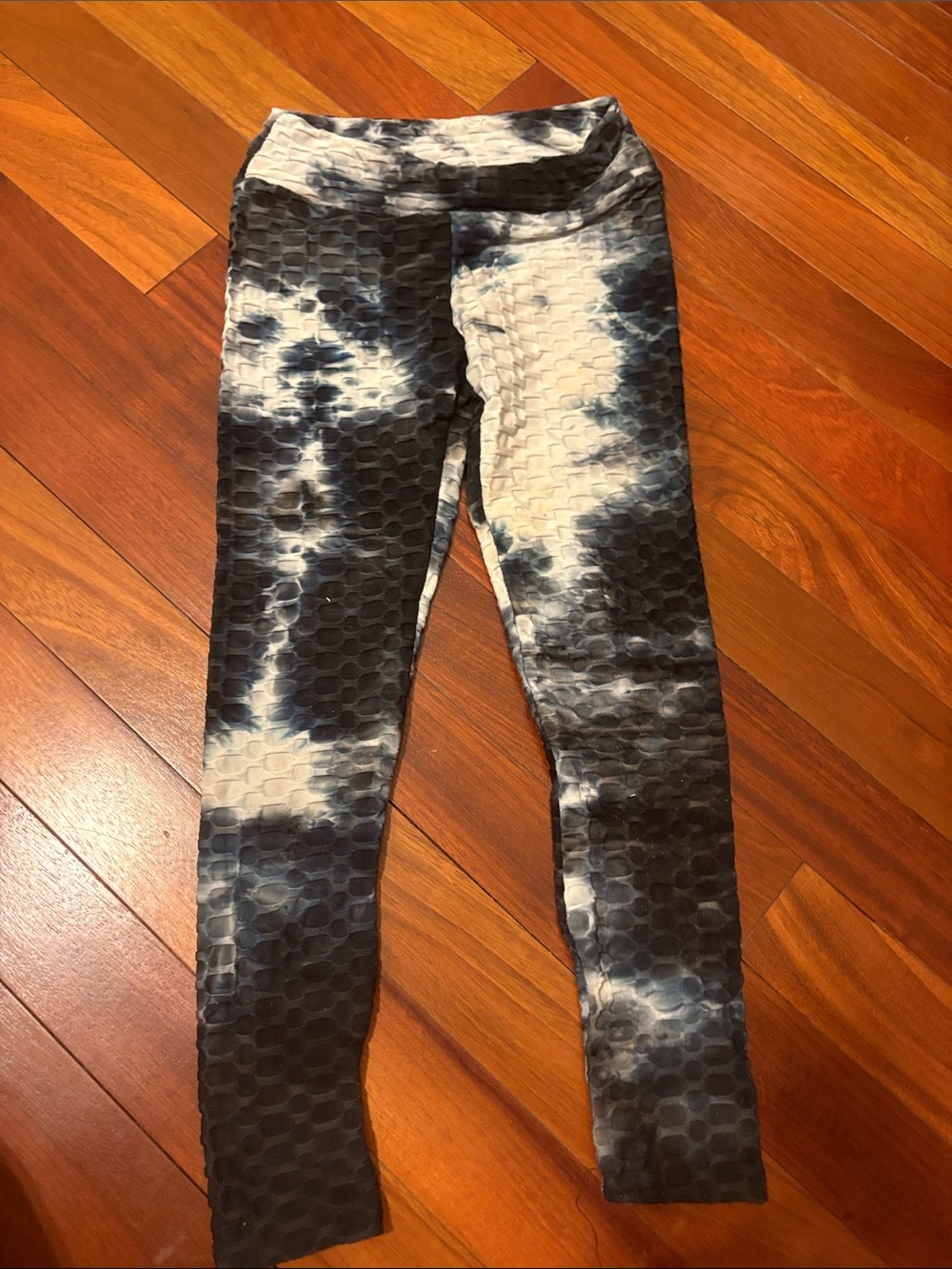 Kids Tie-Dye Black & White Textured Leggings